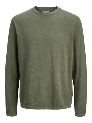 JACK&JONES - JJESUMMER KNIT CREW NECK SN Dusty Olive - Gr. - L