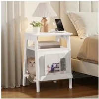 Yaheetech Beistelltisch mit Katzenbett & Kratzbrett, Sofatisch Mehrzweckmöbel für Wohnzimmer/Schlafzimmer