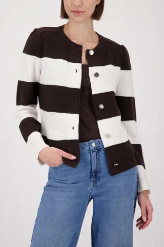 monari - Strickjacke mit Streifen dark chocolate ringel - Gr. - 36