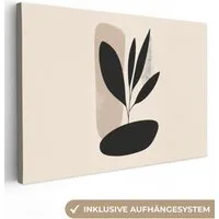 OneMillionCanvasses® Leinwandbild Pflanze - Beige - Japanisch, Fotodruck (1 St), Leinwand Bilder Klein, Wand Dekoration Aesthetic 30x20 cm