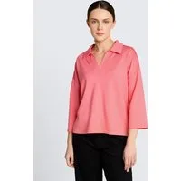TOM TAILOR 3/4-Arm-Shirt T-Shirt Loose Fit Scuba Langarmshirt mit Polokragen