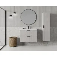 welltime Waschtisch HARMONY mit Waschbecken, Breite 60 oder 80cm, modernes Design, Schrank mit 2 Schubladen, Soft-Close-Function, Paneeloptik