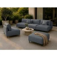 A&J MöbelLand GmbH Gartenlounge-Set Outdoor Lounge Set SUN – Sofa, Sessel und Hocker, (Outdoor Lounge Set für Garten und Terrasse, 3-teiliges modernes Garten Lounge Set), Wetterfestes Lounge Set für Garten und Terrasse