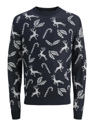 JACK&JONES - JJXMAS ANDREW KNIT CREW NECK sky captain - Gr. - S