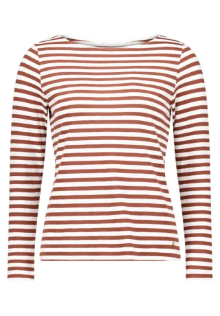Betty & Co - Gestreiftes Langarmshirt braun - Gr. - S