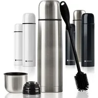 Goods+Gadgets Thermoflasche Edelstahl-Isolierflasche 500/1000ml – Thermosflasche mit Druckknopf, doppelwandiger Thermobecher Isolierkanne