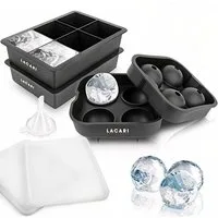 LACARI Eiswürfelform silikon mit Deckel 3-tlg für 16 x Eiswürfel, (Set 3-tlg), auslaufsicher, spülmaschinenfest