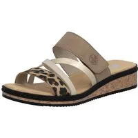 Rieker Pantolette Keilabsatz, Sommerschuh, Schlappen mit Klettriemchen