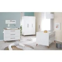 roba® Babyzimmer-Komplettset Ole 3-teilig - Weiß -, (Set, Kinderbett, Wickelkommode, Kleiderschrank), moderne Optik - Griffe & Füße aus stabilem Massivholz