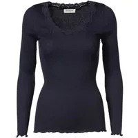 rosemunde Langarmshirt Babette Silk Blouse mit Seide Langarm, mit Spitze, feminin, bequem, eng, Seidenmix