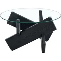 gopop Couchtisch Wohnzimmertisch aus MDF & Glas, Ø 79 cm, Stabiler Kreuzgestell (1-St), Ideal als Kaffeetisch, Dekotisch für Wohnzimmer & Leseecken