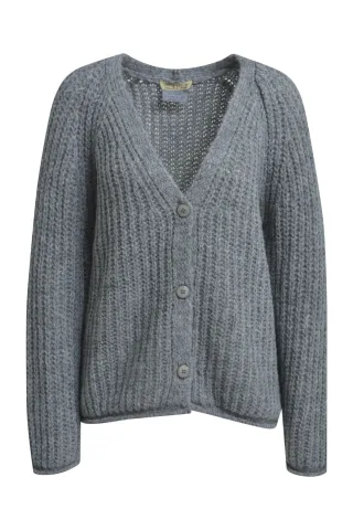 Smith&Soul - Hairy Raglan V-neck Cardigan dark grey - Gr. - S