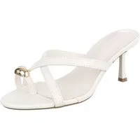 Ital-Design Damen Mule mit Absatz und Metallic-Detail Zehentrenner (91895521) Pfennig-/Stilettoabsatz Sandalen & Sandaletten in Weiß