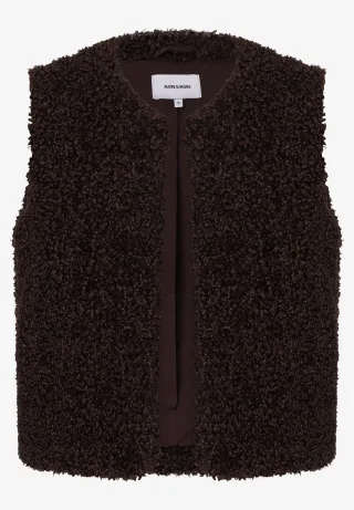 MORE & MORE - Fake-Fur-Weste braun - Gr. - 36