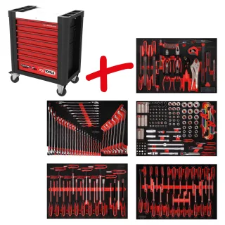KS Tools Performanceplus Werkstattwagen-Satz P10 mit 262 Werkzeugen für 5 Schubladen - 810.5262