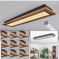 hofstein Deckenleuchte Deckenlampe aus Metall/MDF/Kunststoff in Schwarz/Holzoptik/Weiß, LED fest integriert, 3000 Kelvin, (80cmx 20cm), dimmbar über Fernbedienung, 3600 Lumen, LED 36 Watt