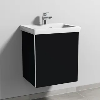 Sanipa 3way Waschtischunterbau zu Villeroy & Boch Subway 3.0 Waschtisch mit 1 Tür, Schwarz-Matt BS84508