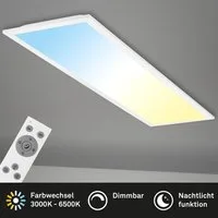 Briloner Leuchten LED Deckenleuchte LED Deckenlampe Panel CCT Fernbedienung 24W, Dimmfunktion, LED fest integriert, 2700K - Extra-Warmweiß, Deckenlampe, 100x25x6cm, Weiß, 24W, Wohnzimmer, Schlafzimmer, Küche