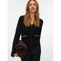 Vero Moda Strickjacke VMGOLD LS V-NECK CONTRAST CARDIGAN