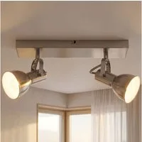 GLOBO LIGHTING LED Deckenspot, Leuchtmittel nicht inklusive, Deckenlampe Deckenleuchte Spots verstellbar silber 2 flammig