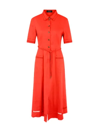 Marc Cain Collections - Midikleid aus Leinenmix bright tomato - Gr. - 44
