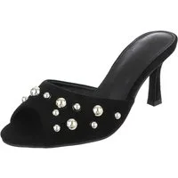 Ital-Design Damen Pantoletten Pumps mit Nieten und Stilettoabsatz Pantolette (91742669) Pfennig-/Stilettoabsatz Sandalen & Sandaletten in Schwarz