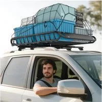 SPORTNOW Dachträger mit Windschutz, bis 68 kg (Dachgepäckträger, 1-St., Dachkorb), für SUV Trucks Schwarz