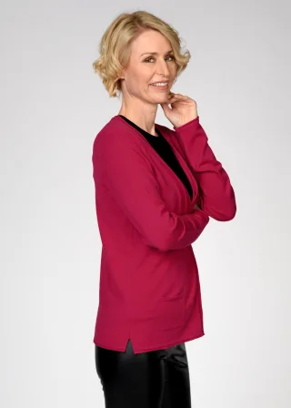 CLARINA - NOS V-Cardigan, 1/1 Arm, uni 444 beere - Gr. - 36