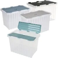 Jelenia Plast Aufbewahrungsbox Wellenbox m.Klappdeck.88L ca.60x45xH45cm transparent