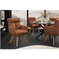 riess-ambiente Polsterstuhl BIG GEORGE rost braun / natur - Drehstuhl, Chenillestoff, Buchenholz (Einzelartikel, 1 St), Esszimmer · 360° drehbar · mit Armlehne · Retro · Federkern-Polsterung