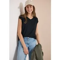CECIL Kurzarmshirt Sommershirt mit V-Neck
