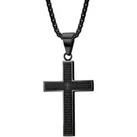 KARMA Edelstahlkette Halskette Herren mit Kreuz Silber Schwarz oder Gold Kreuzkette (Geschenk, Edelstahlhalskette Männer Herrenhalskette), Edelstahl 60 cm Kette Herrenschmuck
