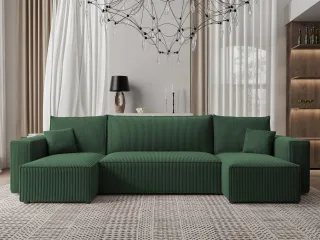 Wohnlandschaft Sofa mit Schlaffunktion ADARA in Stoff Poso Grün