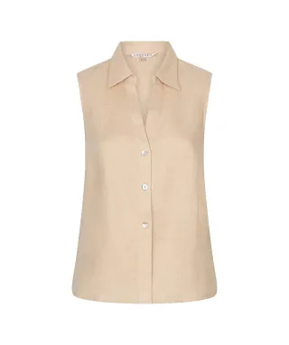 Esqualo - Ärmellose Leinenbluse beige - Gr. - M