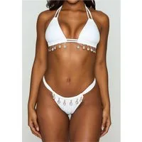 Moda Minx Bikini-Hose Selene Droplet Rouched Fixed Bikini Bottom (1-St., Panty) mit edlen Schmuckelementen