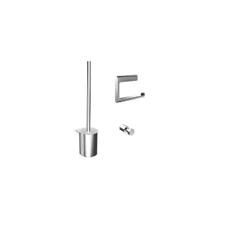 Emco Flow WC Set, chrom, 3 teilig, Papierhalter, WC-Bürste. Handtuchhaken