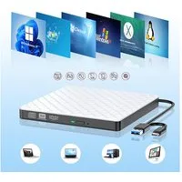PRIISF External CD DVD +/-RW ROM Optical Drive Rewriter Writer USB 3.0,Type-C DVD-Brenner (Slim CD/DVD ROM Portable Laufwerk Brenner, DVD 8x/CD 24x, Für alle Notebook Desktop PC Laptop-Mac OS,Windows11)