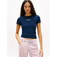 Tommy Jeans Kurzarmshirt TJW SLIM TOMMY 85 RIB SS TEE in gerippter Struktur