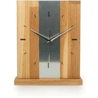 Kreative Feder Standuhr Designer-STANDUHR "Silver Stipe" aus Massivholz, ohne Ticken, Funk- oder Quarzuhrwerk, elegant, außergewöhnlich, modern