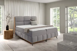 Boxspringbett Schlafzimmerbett CHARLIE 180x200cm Stoff Fibi Dunkelgrau
