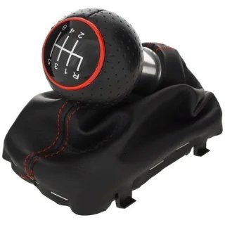 Schaltknauf Schaltmanschette 6-Gang Naht Rot Schwarz für Audi A3 8L 1996-2003