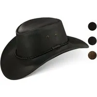 BLACK FOREST FOX Cowboyhut Western Cowboy Rindsleder Hut Herren JERO in 3 Farben Schwarz Größe M