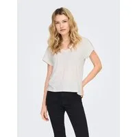 ONLY V-Shirt ONLFREE LIFE S/S V-NECK LACE TOP JRS Materialmix, loose fit, V-Ausschnitt