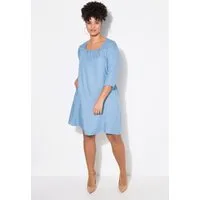 MIAMODA Midikleid Lyocell-Kleid A-Linie Carree-Ausschnitt