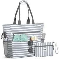 G4Free Strandtasche Strandtasche wasserdichte Handtasche sanddichte Freizeittasche, Tragetasche groß Reisetaschen faltbar für Frauen Praktische Aufteilung