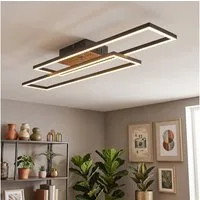 hofstein Deckenleuchte Deckenlampe aus Metall/MDF/Kunststoff in Schwarz/Holzfarben/Weiß, LED wechselbar, 3000 Kelvin, Leuchte im modernen Design mit verstellbarem Element, 1 x LED 30 Watt