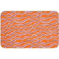 OnlyWow Badematte Retro - Gewellt - Orange, Höhe 10 mm, Polyester, Rechteckig, Badezimmerteppich, Badteppich, Rutschfest, Duschvorleger, Duschmatte