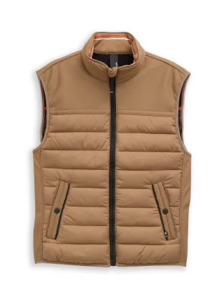 Tom Tailor - Hybrid Steppweste mit Stehkragen malt brown - Gr. - XXL