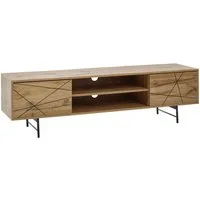 Wohnling Lowboard WL6.579 TV Schrank 160x45x40 cm Holz Fernsehkommode Fernsehschrank (Holz Eiche-Dekor 160x45x40 cm mit zwei Türen), TV-Kommode Hoch, TV-Schrank Modern, Fernsehtisch