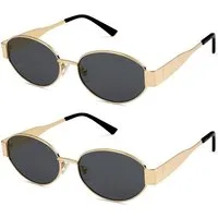 LuxusKollektion Retrosonnenbrille Sonnenbrille Damen Herren Oval Metal UV400 SJ1217 Gold Grau gold Grau